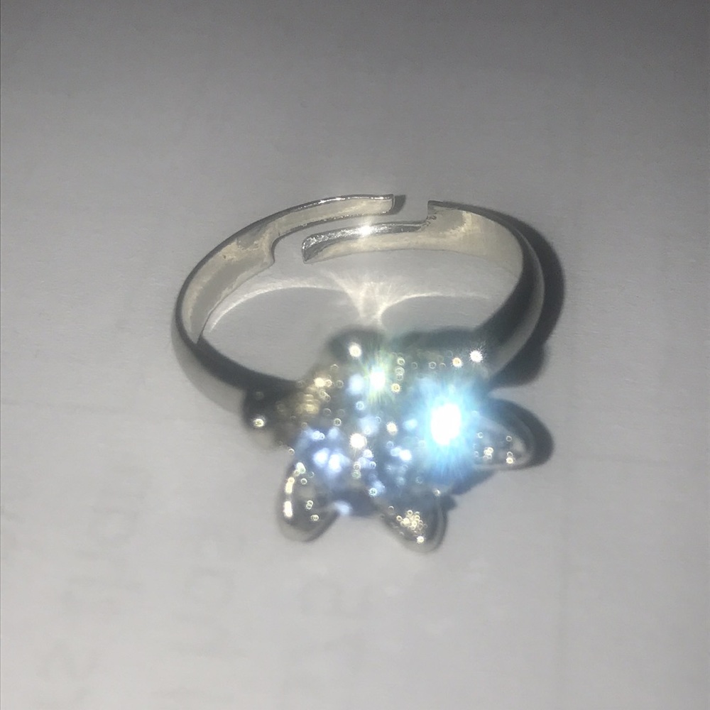 Ring adjustable blue flower stones